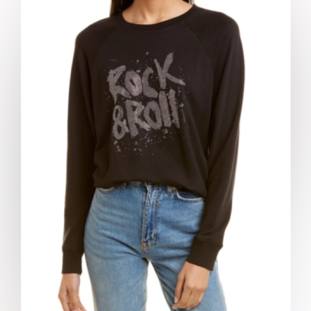 Zadig & Voltaire Black "Rock & Roll" Graphic Sweatshirt size large excellent